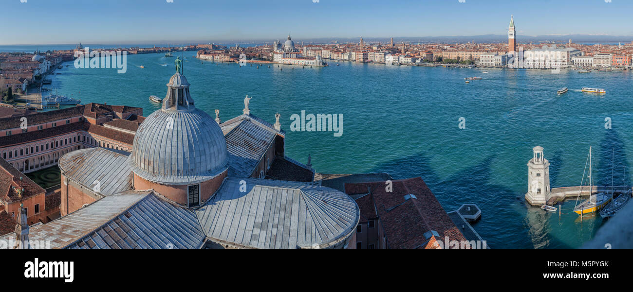 Panorama of Venice from the bell tower of San Giorgio Maggiore Stock Photo