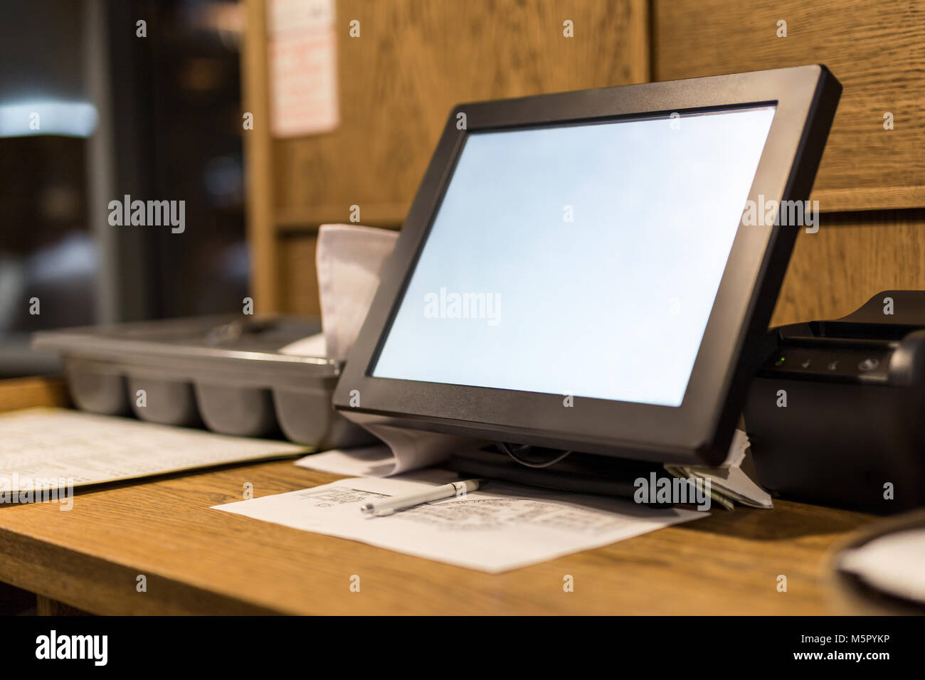 Point of sale POS touchscreen terminal. Tablet for waiter to make and
