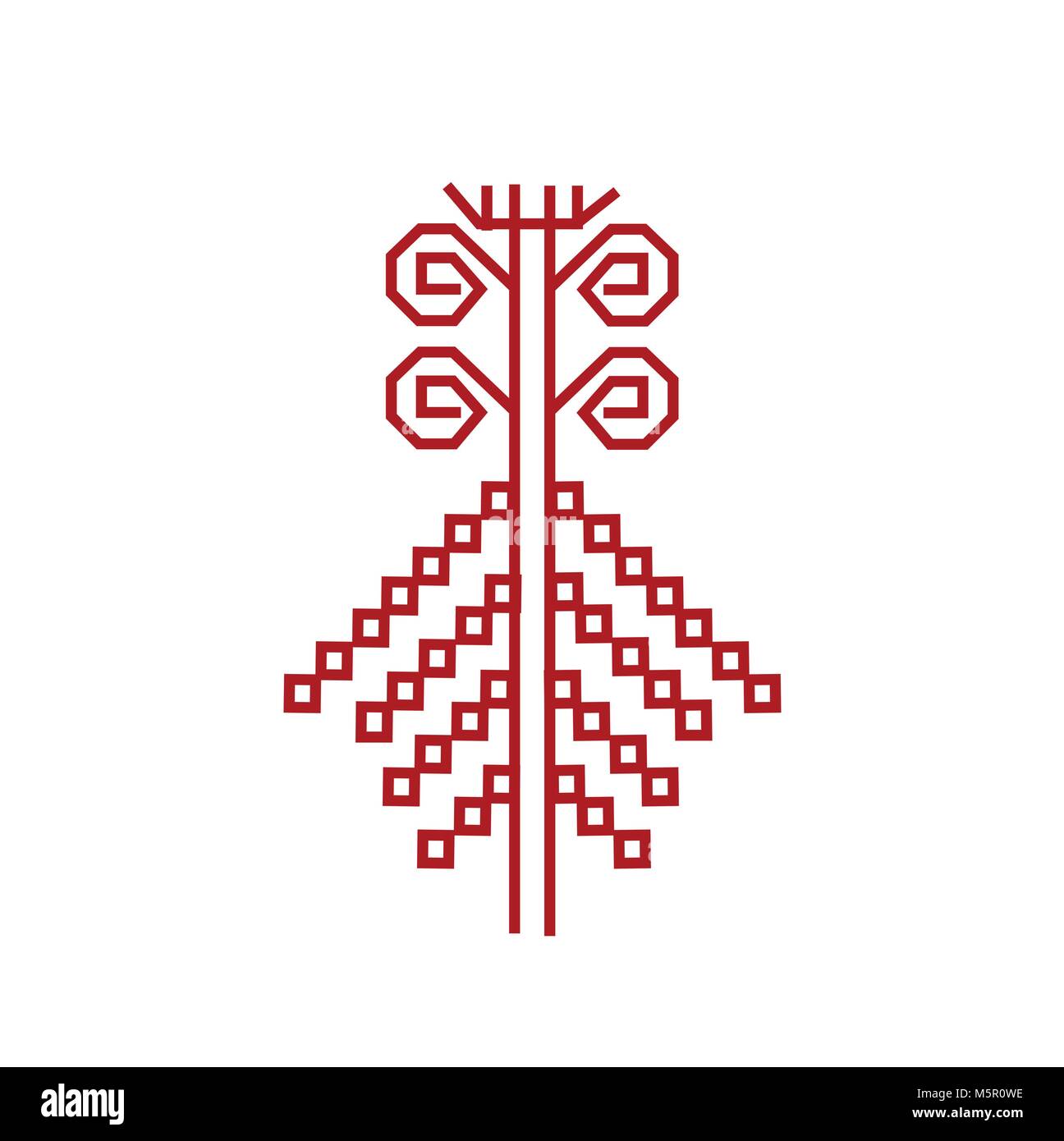Red element of design textile finnish ornament Stock Vector