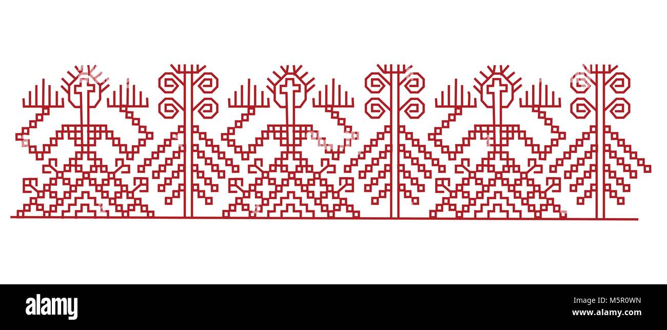Red finnish ornament design elements. Vector eps 10 Stock Vector