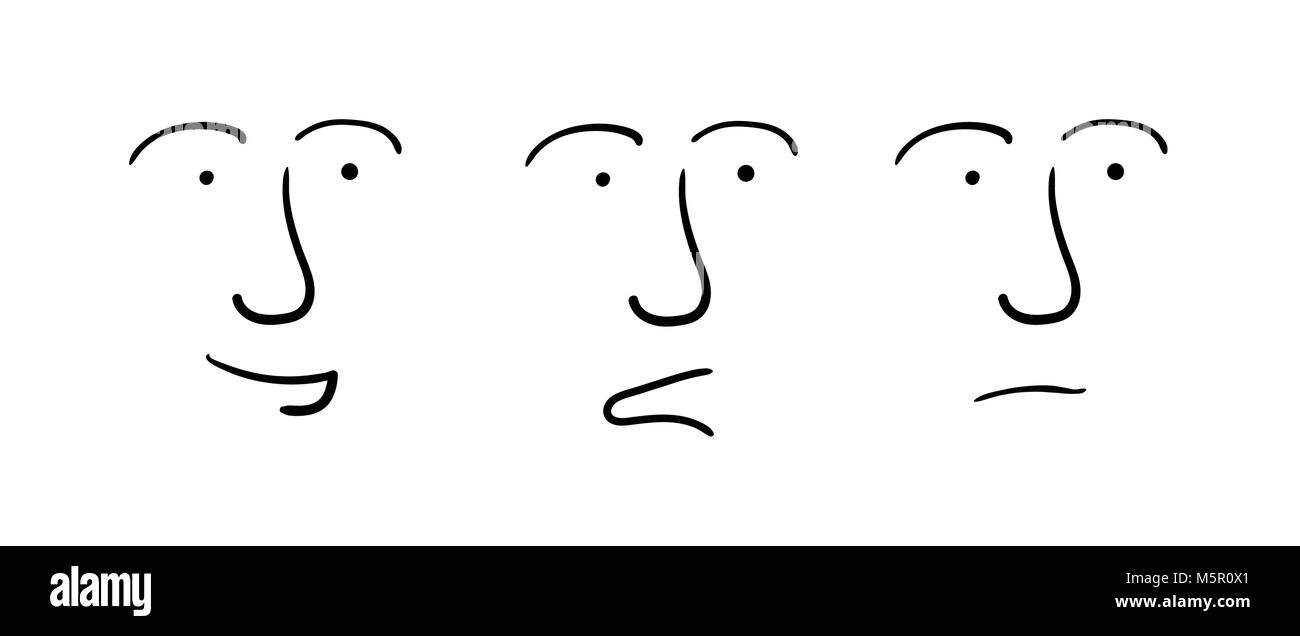 Set of three facial expressions Stock Vector