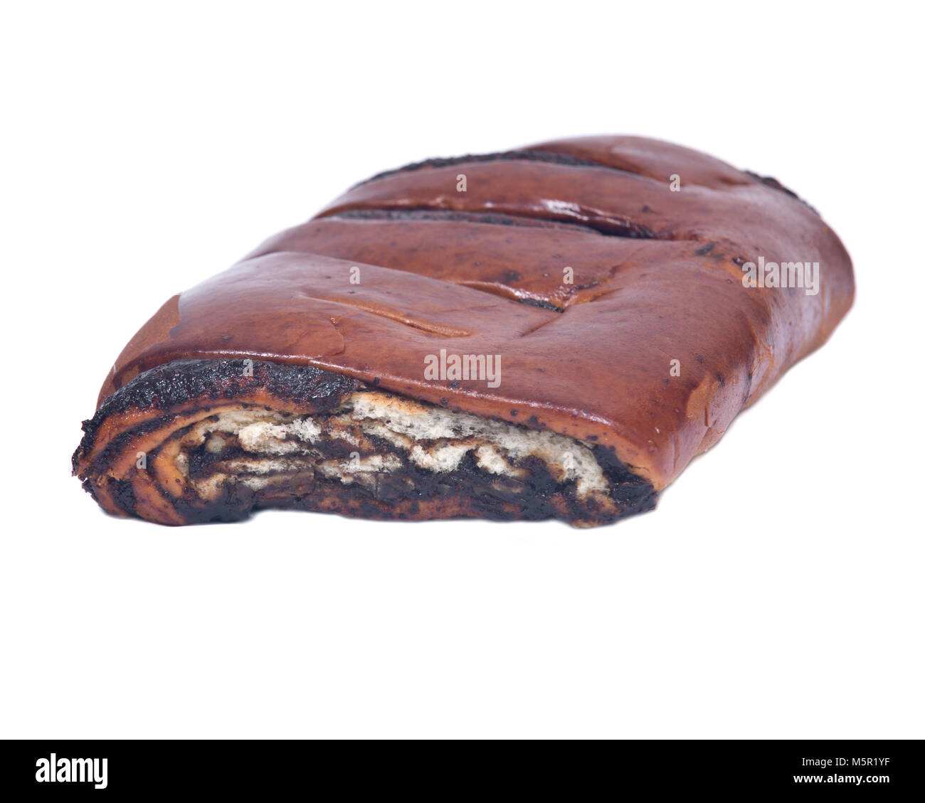 Sweet poppy seed danish pastry isolated on white background Stock Photo