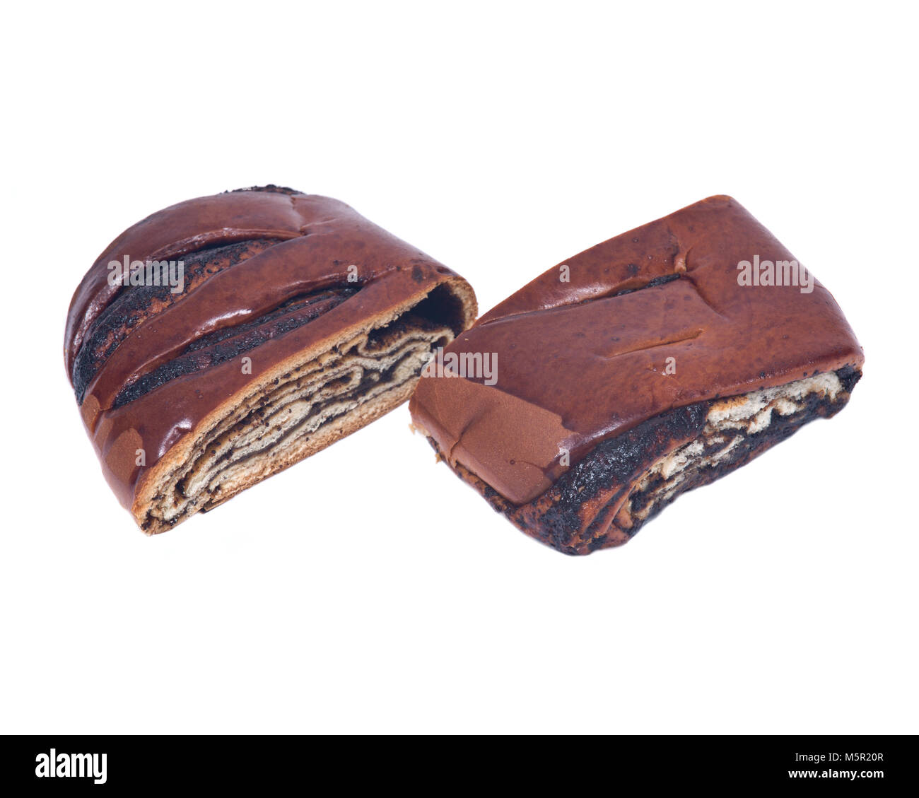 Sweet poppy seed danish pastry isolated on white background Stock Photo