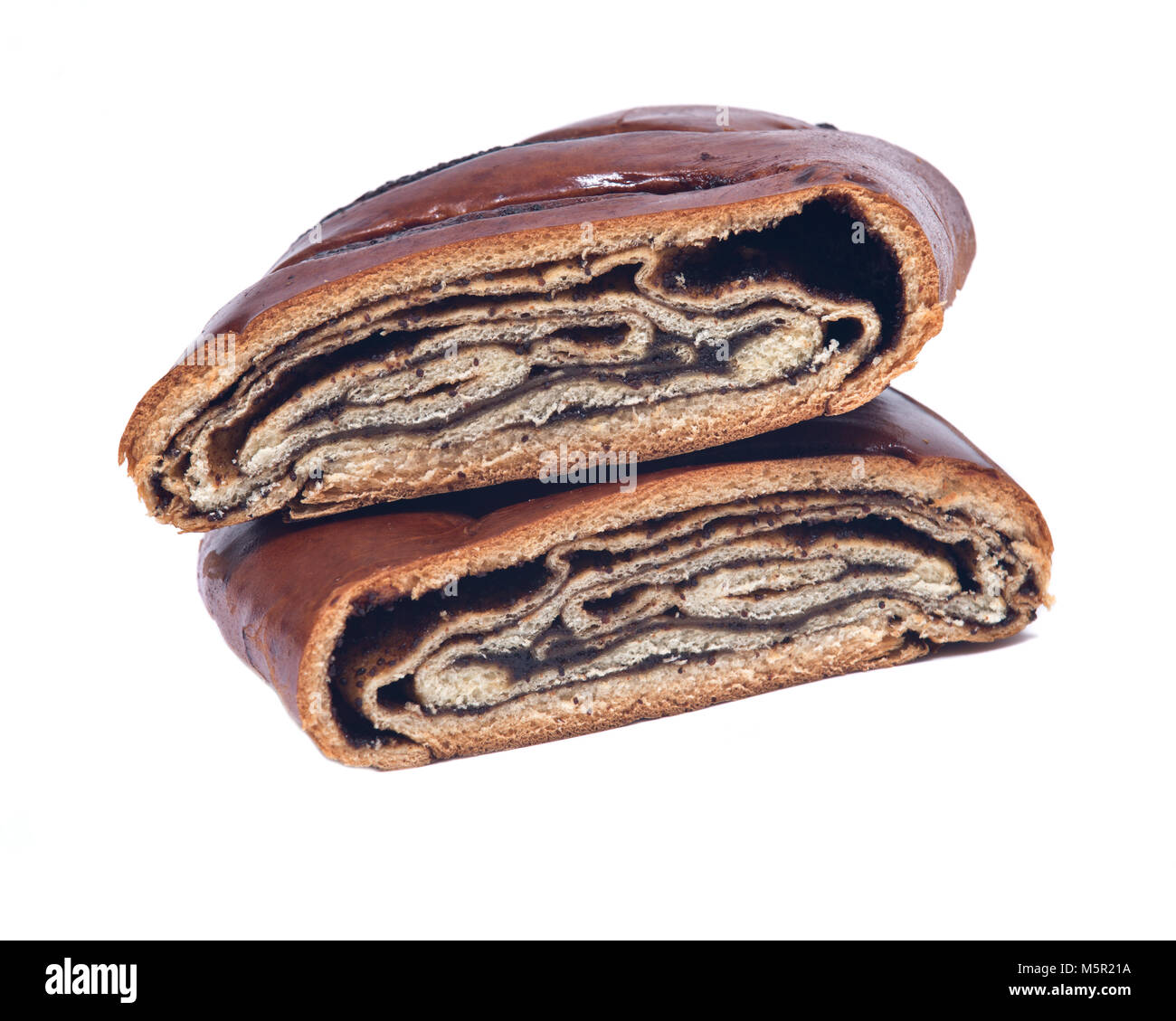 Sweet poppy seed danish pastry isolated on white background Stock Photo