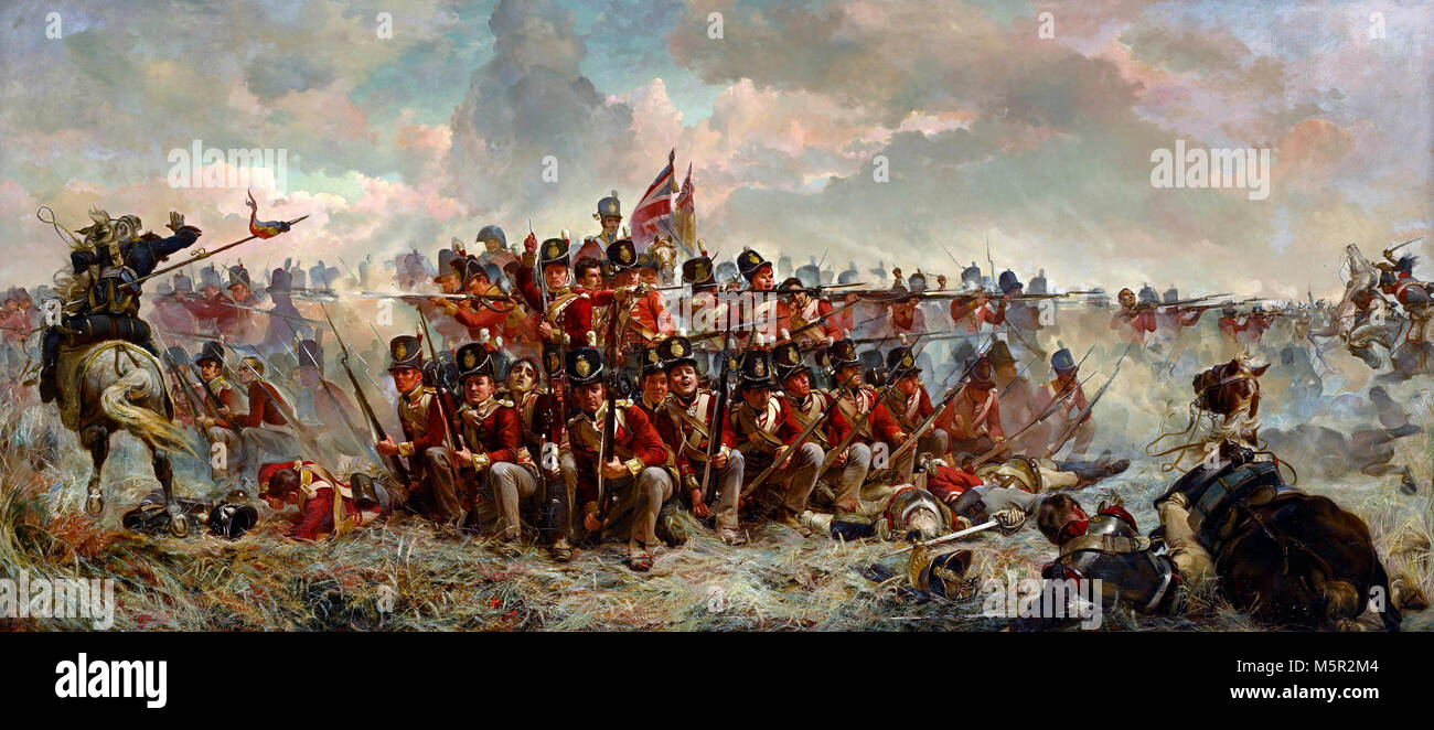 The 28th Regiment at Quatre Bras - (at approximately 17:00) - Elizabeth Thompson - (1875) Stock Photo