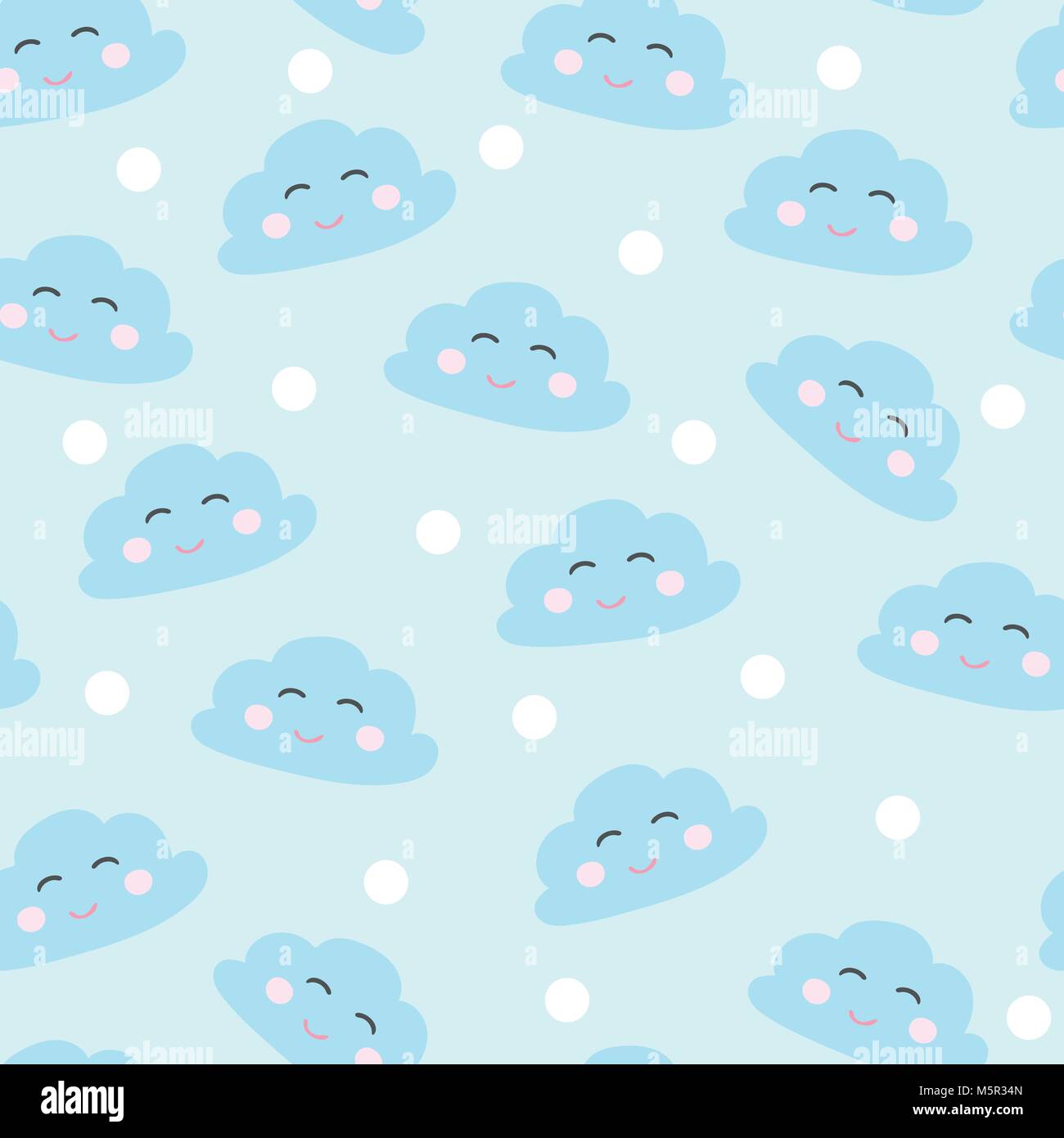 seamless smiling sleeping clouds vector illustration Stock Vector Image ...