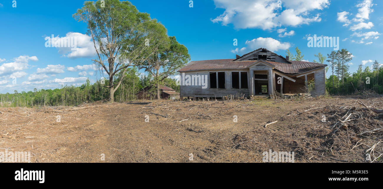 The old, abandoned Sarepta School Building. Located at the