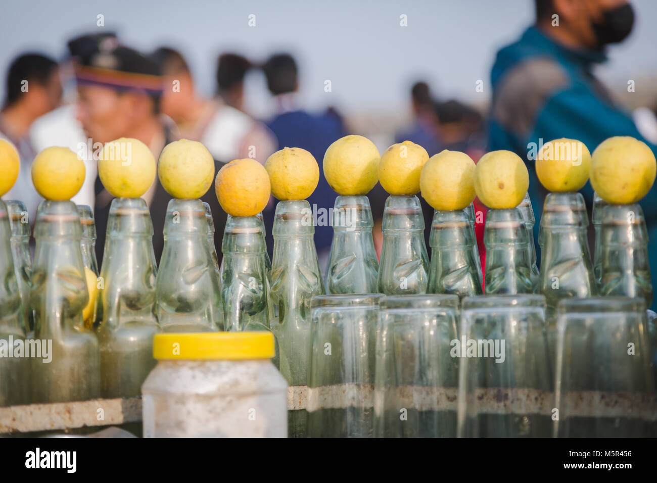 Fresh lime soda,Lemonade on kept for sale in the street of Kathmandu