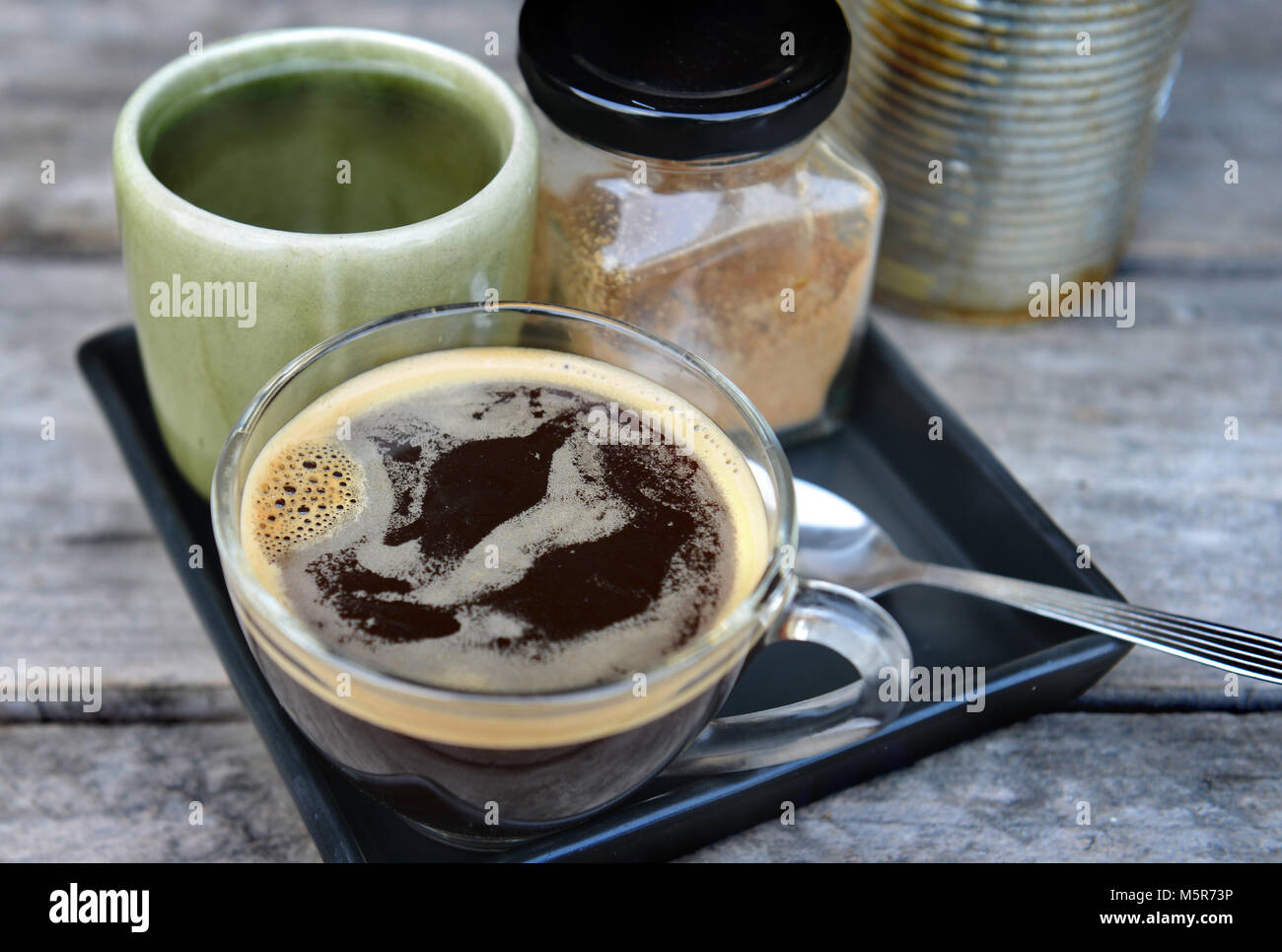coffee time at the morning with hot americano Stock Photo