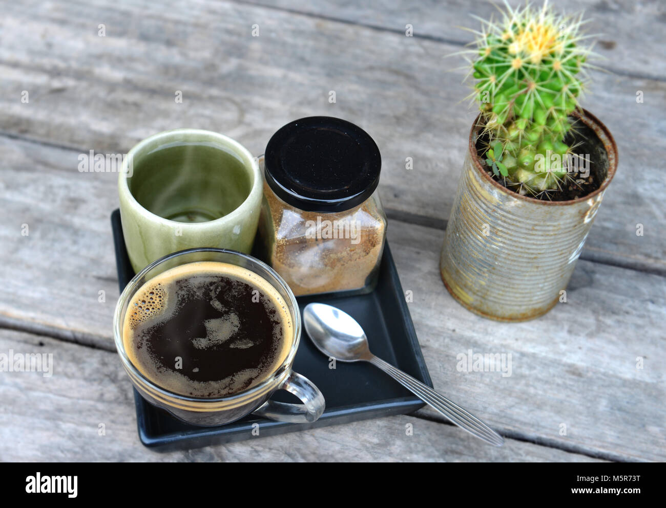 coffee time at the morning with hot americano Stock Photo