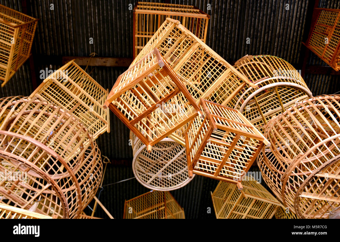 basketwork from bamboo in thailand natural handmade Stock Photo