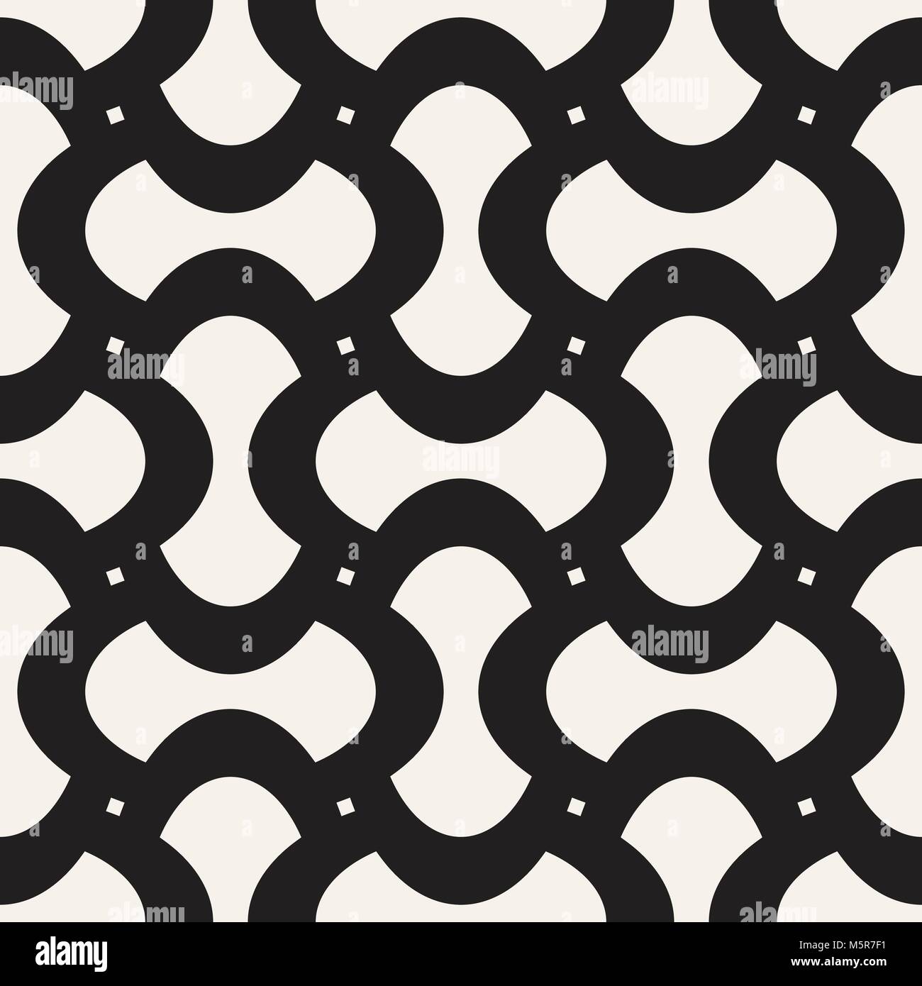 Vector geometric seamless pattern with curved shapes grid. Abstract ...