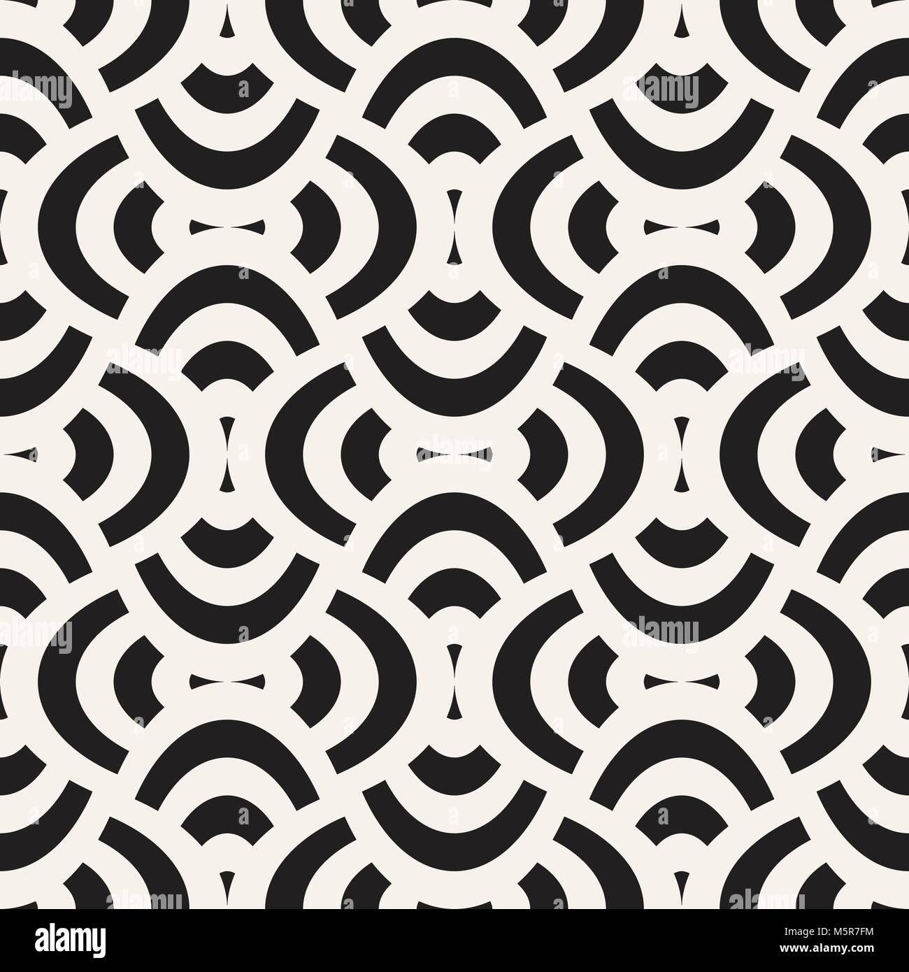 Vector geometric seamless pattern with curved shapes grid. Abstract ...