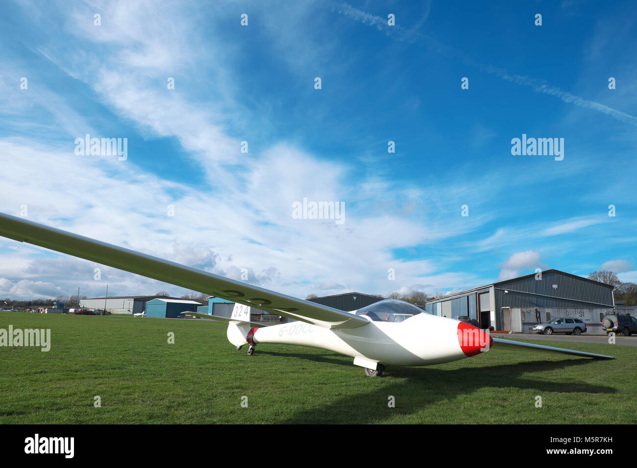 Glasflugel Standard Libelle 201 glider at a gliding club UK Stock Photo