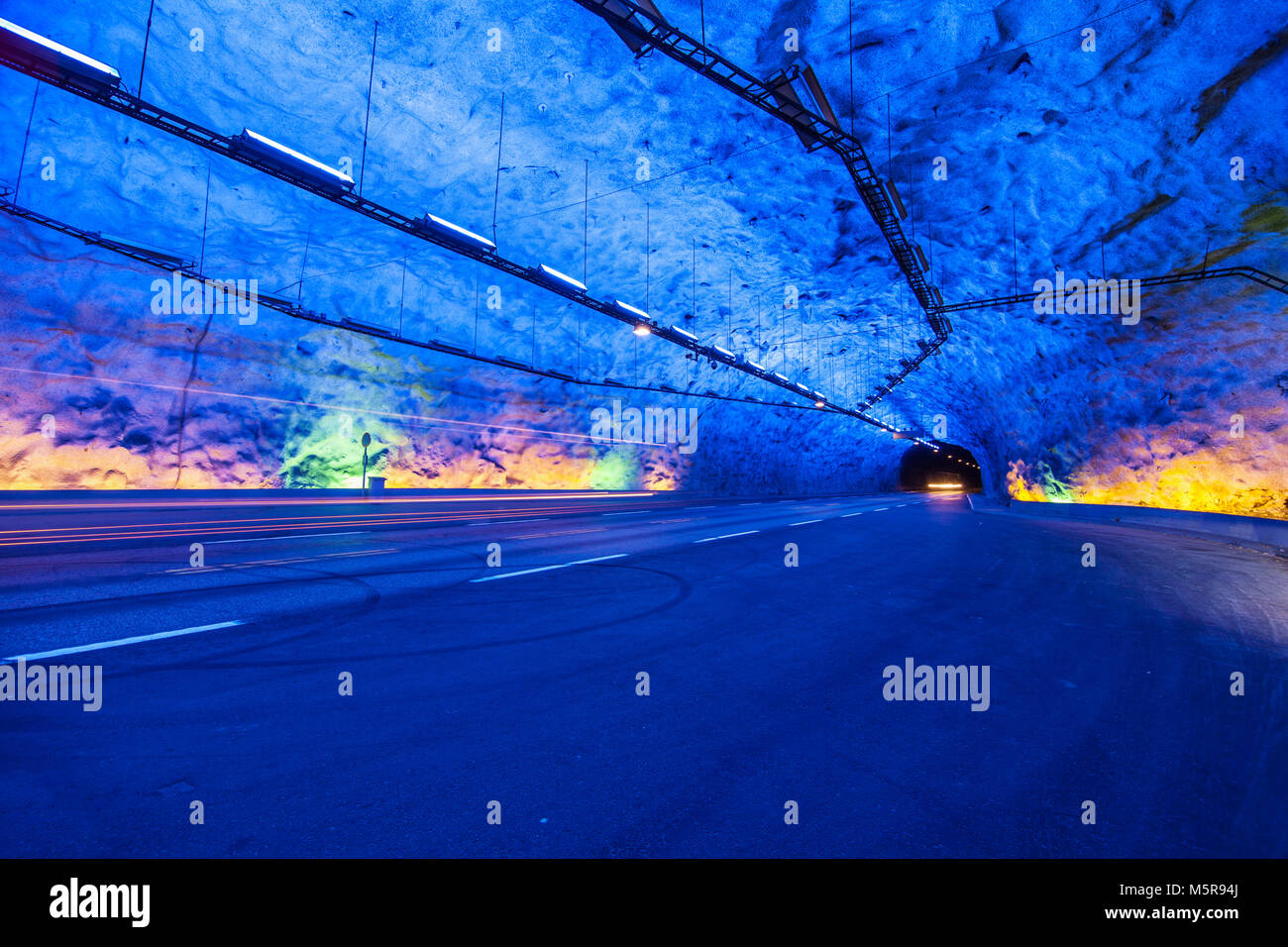 Laerdal Tunnel in Norway, the longest road tunnel in the world since 2000. Stock Photo