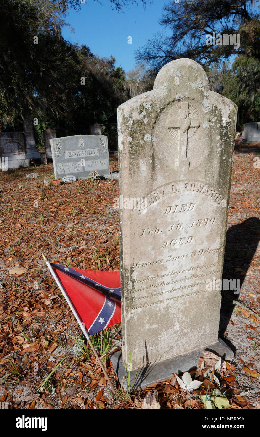 Confederate Civil War Veteran, Historic Red Level cemetery in Florida Stock Photo