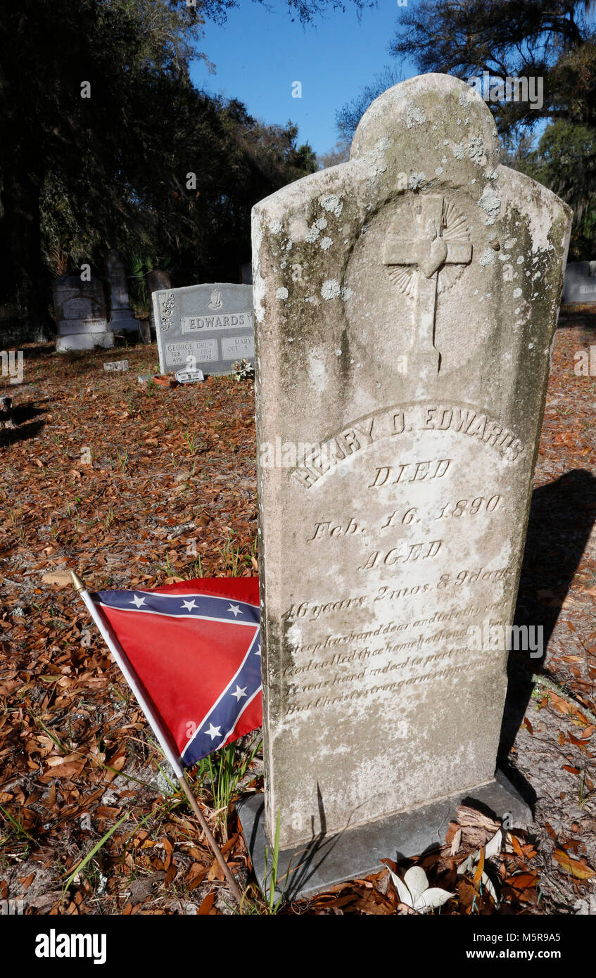 Confederate Civil War Veteran, Historic Red Level cemetary in Florida Stock Photo