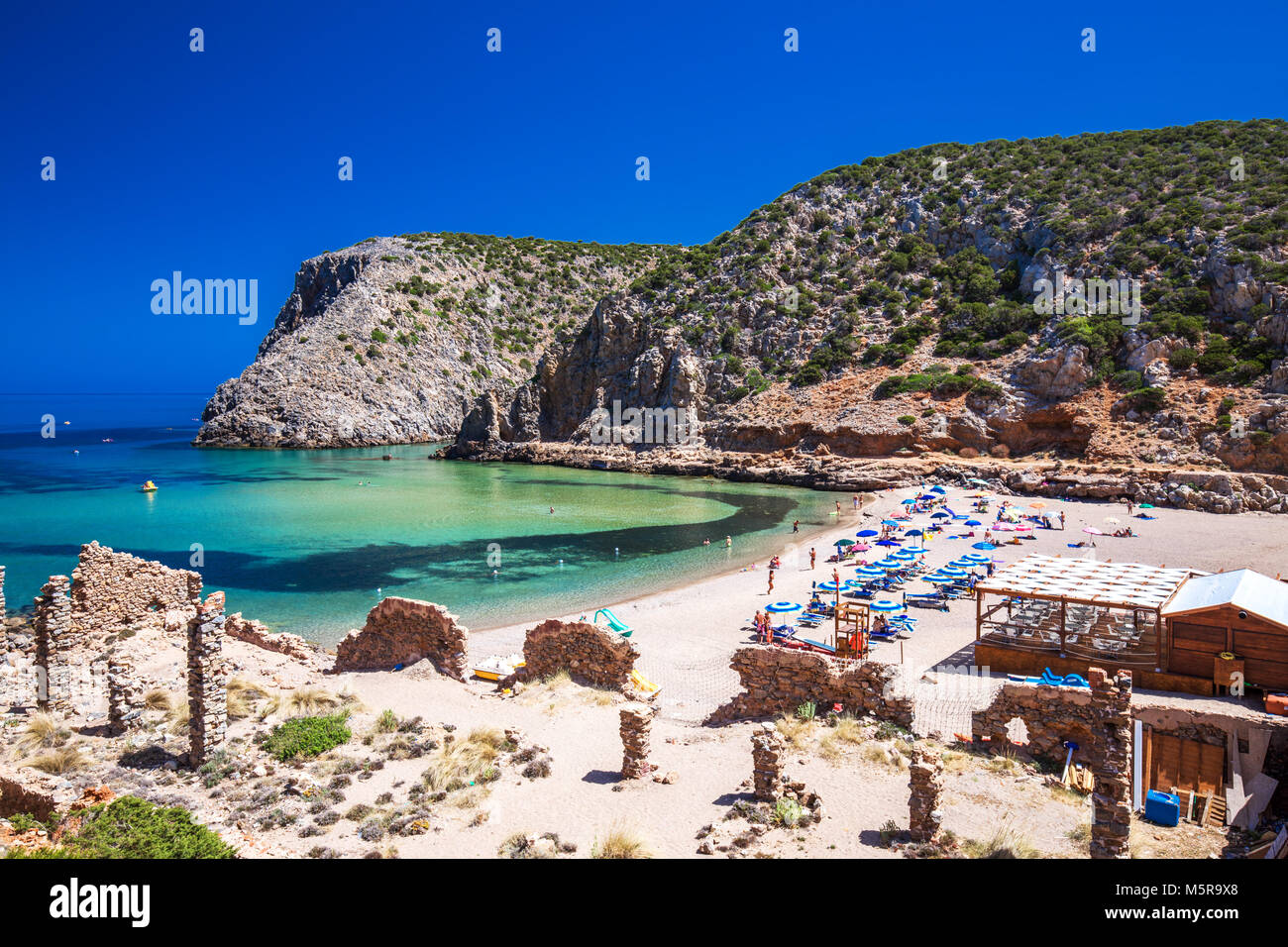 CALA DOMESTICA, SARDINIA - August 2017 - Cala Domestica beach, Costa Verde,  Sardinia, Italy. Sardinia is the second largest island in mediterranean s Stock Photo