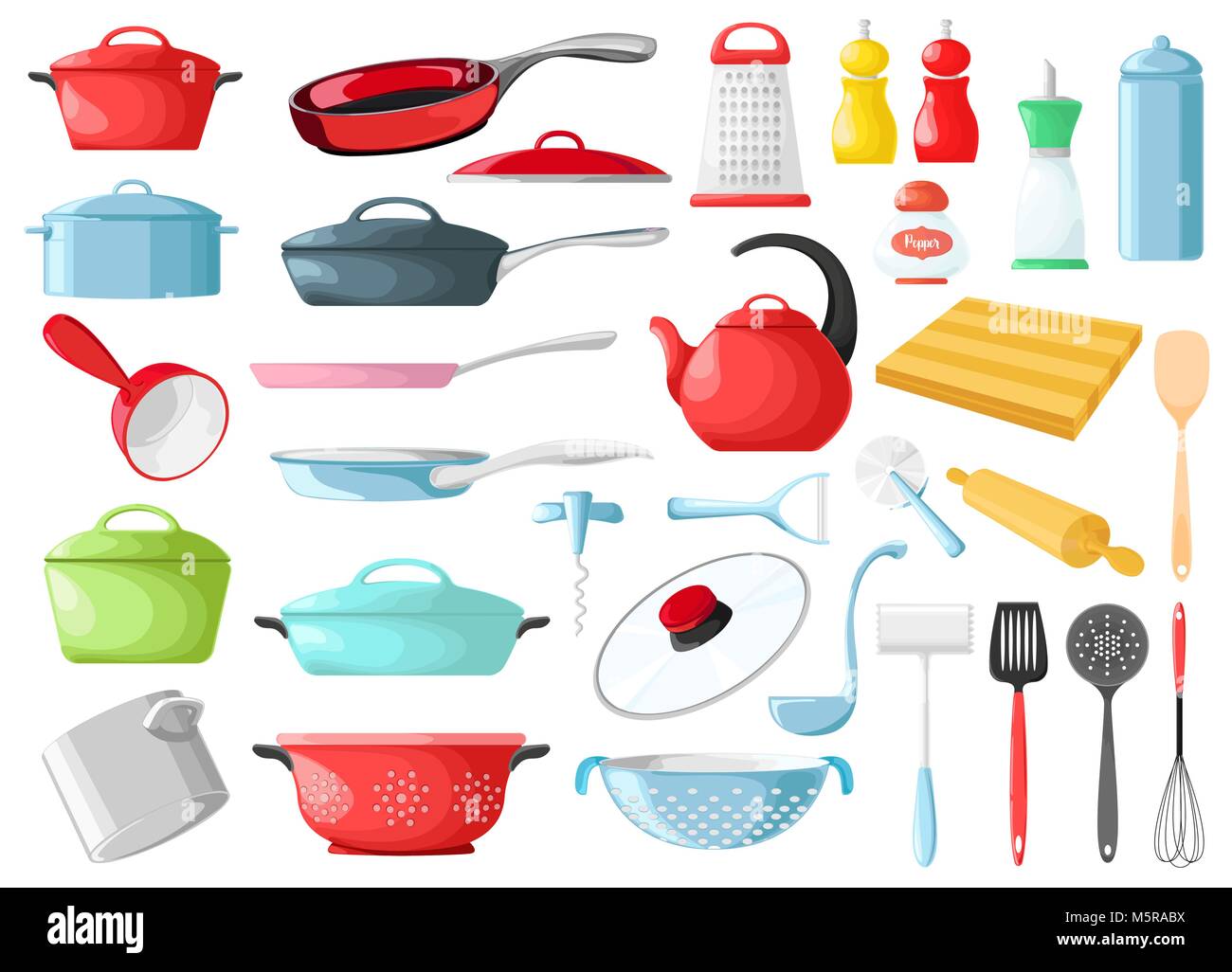 Set of cookware isolated on white background. Vector illustration. Kitchen utensils. Stock Vector