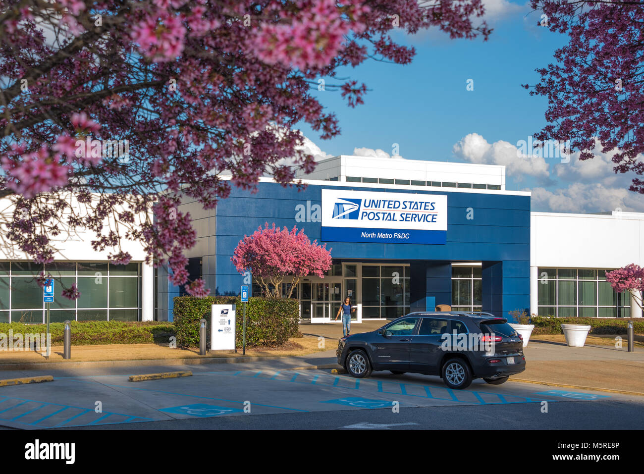 Post Office customer at the Duluth, Georgia United States Postal Service Processing & Distribution Center in Metro Atlanta. Stock Photo