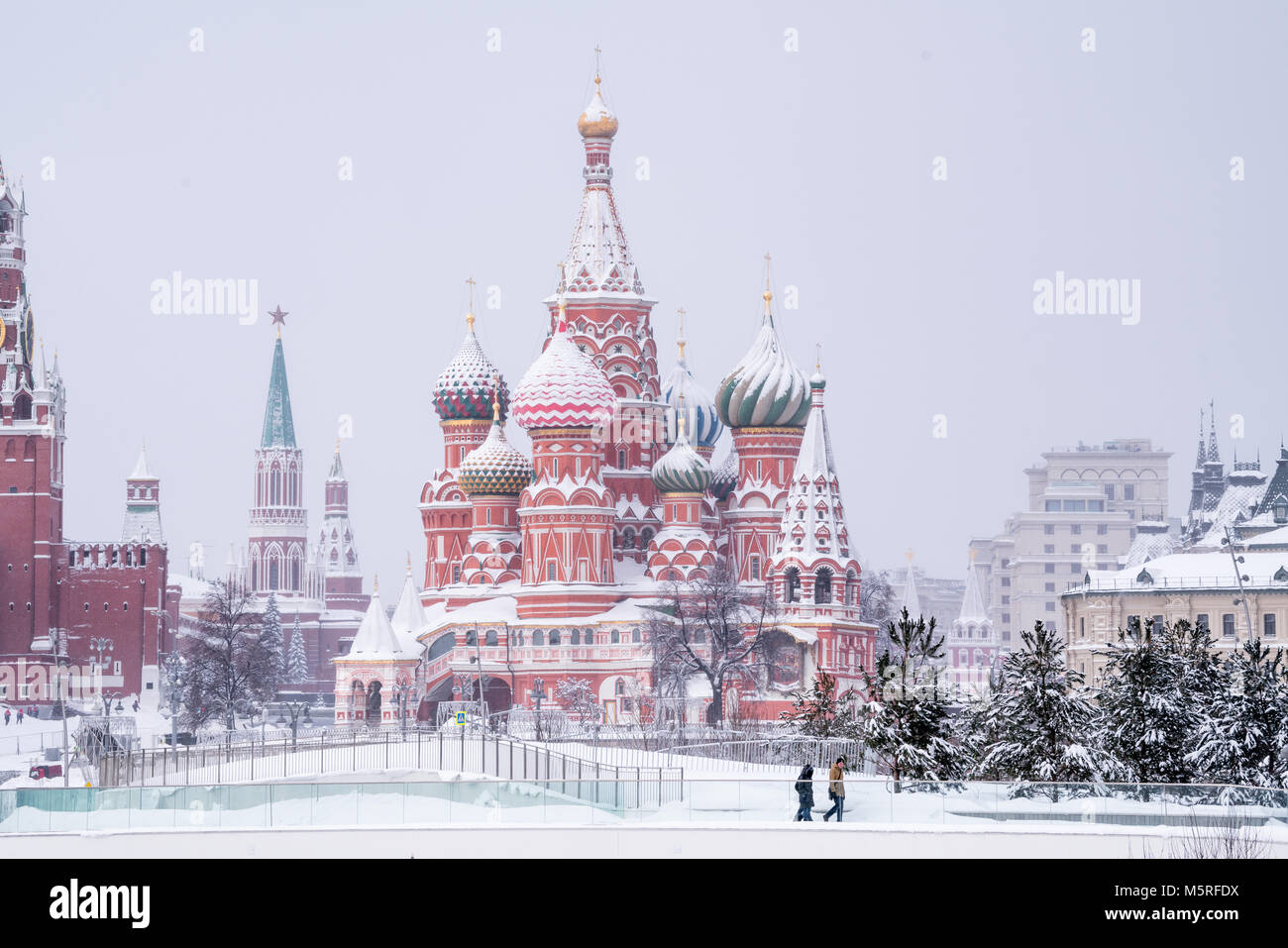 St. Basil Cathedral on a snowfall. Moscow, Russia Stock Photo - Alamy