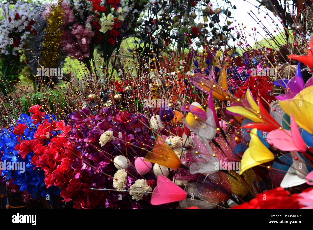 Artificial Flower Display Stock Photo Alamy