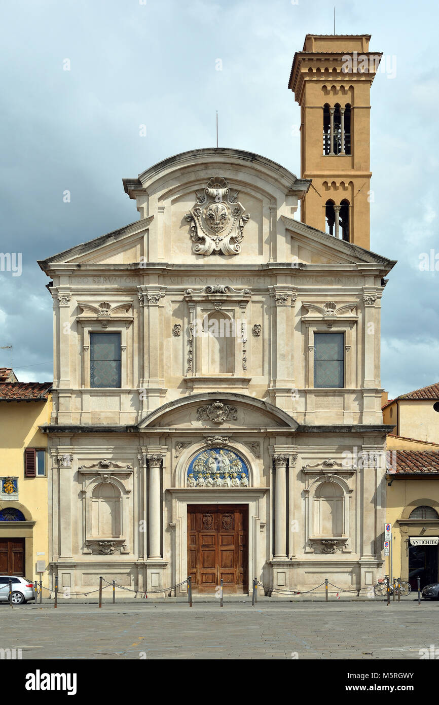 Franciscan church Chiesa di San Salvatore di Ognissanti at the Piazza di Ognissanti in Florence - Italy. Stock Photo