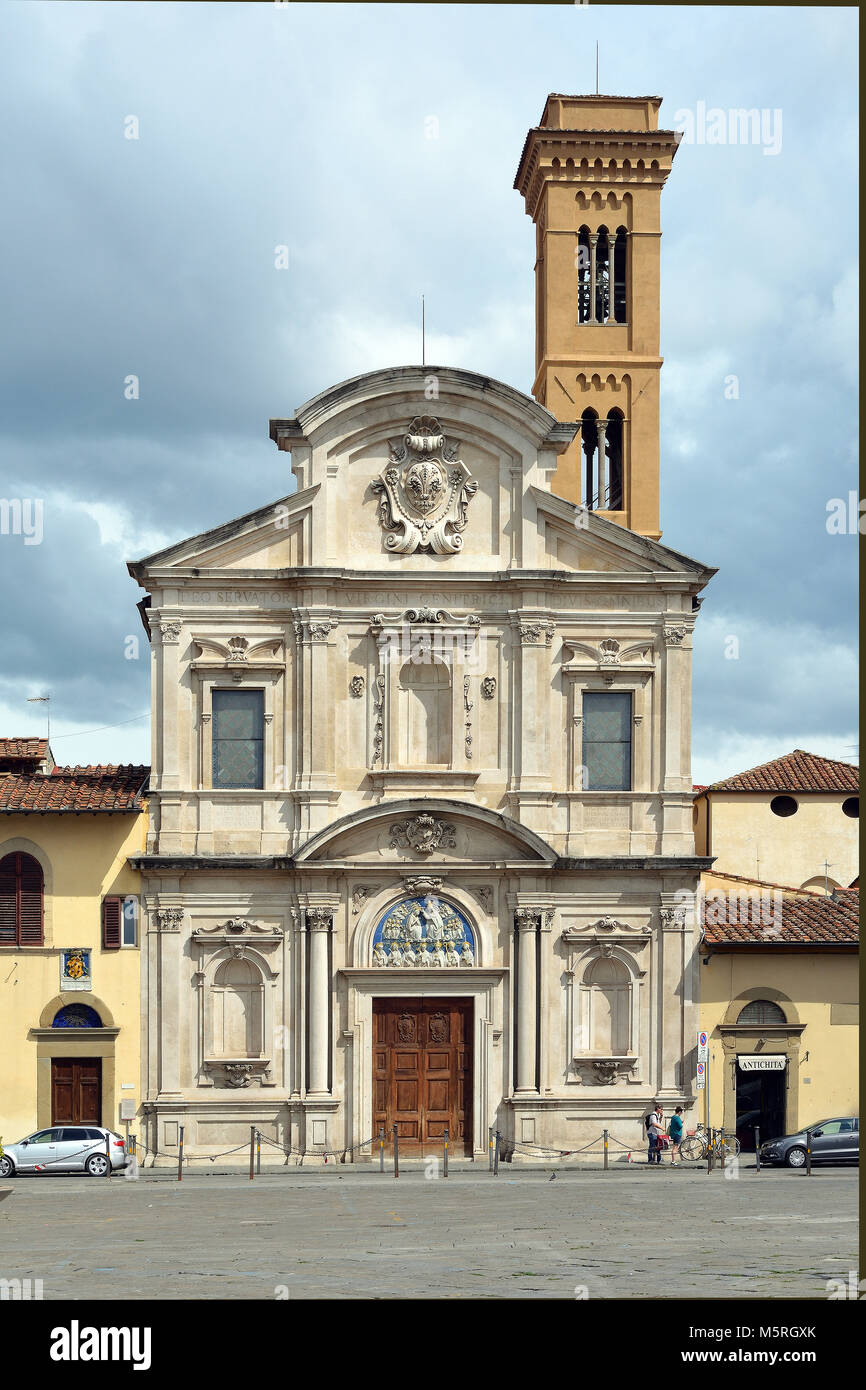 Franciscan church Chiesa di San Salvatore di Ognissanti at the Piazza di Ognissanti in Florence - Italy. Stock Photo