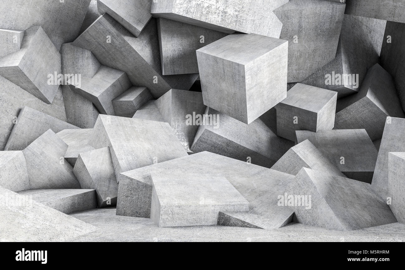 geometric concrete background 3d rendering image Stock Photo