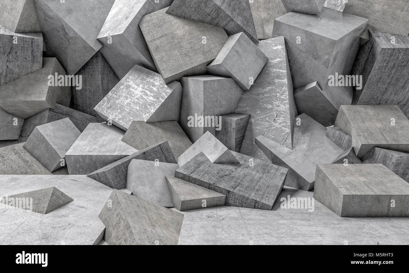 abstract cubes cement background 3d rendering image Stock Photo