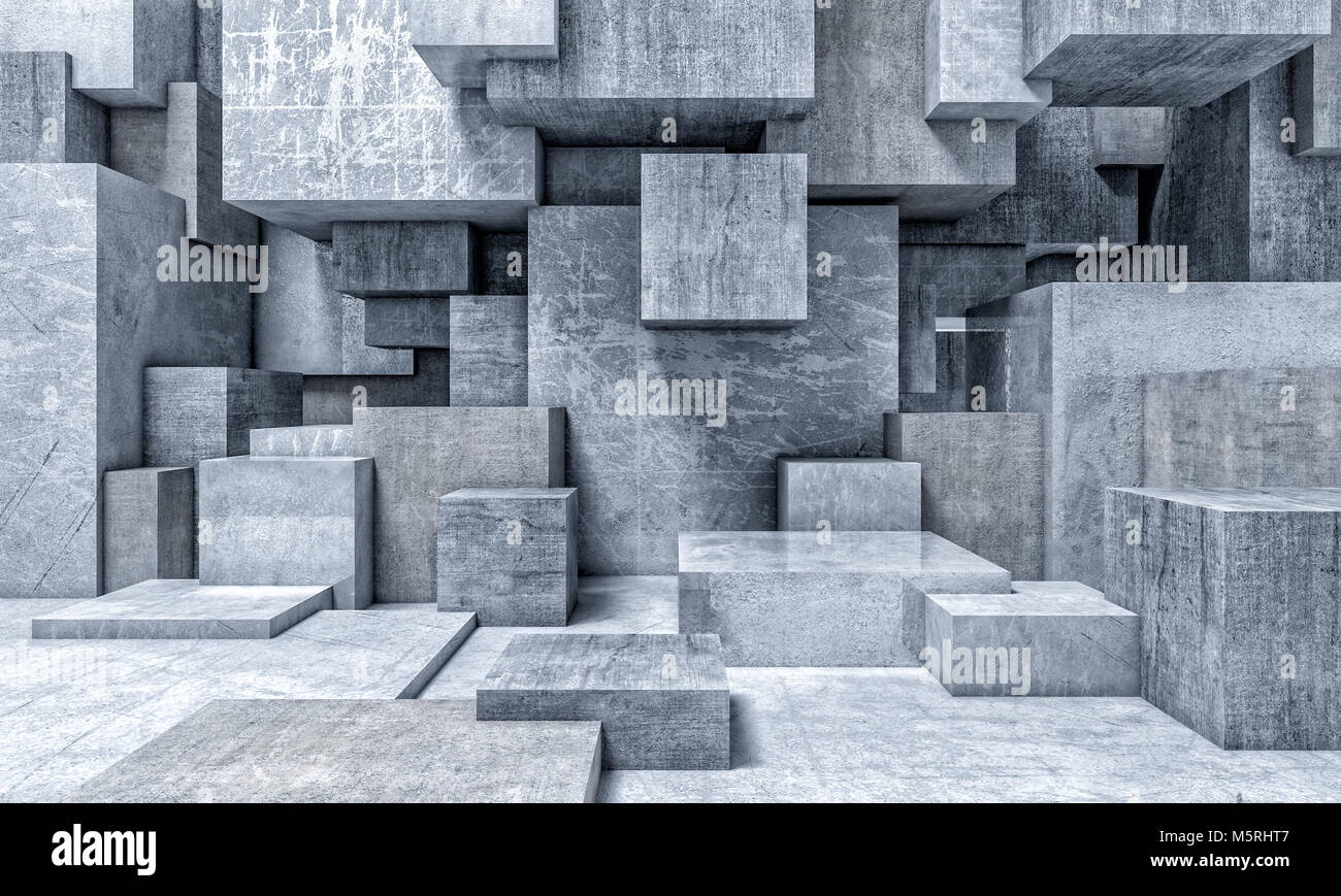 cube concrete abstract background 3d rendering image Stock Photo