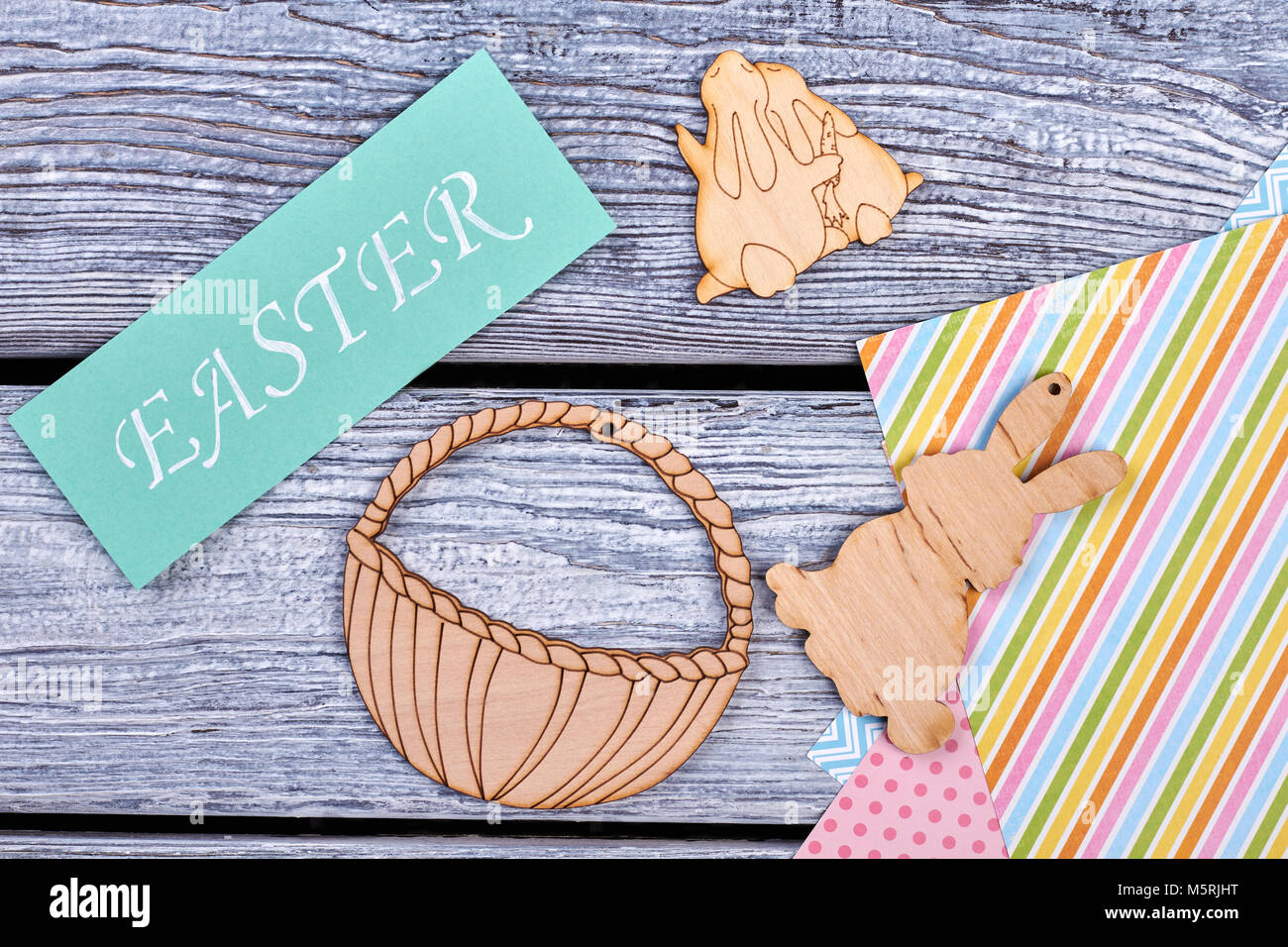 Handmade Easter decor items, top view Stock Photo Alamy