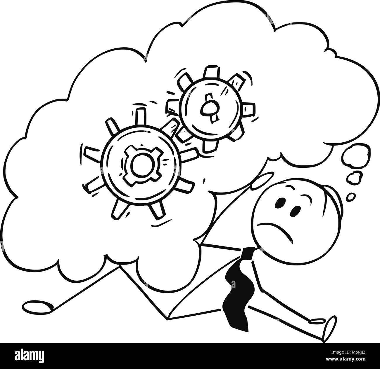 Cartoon of Businessman Buried by Problem he Is Thinking About Stock ...