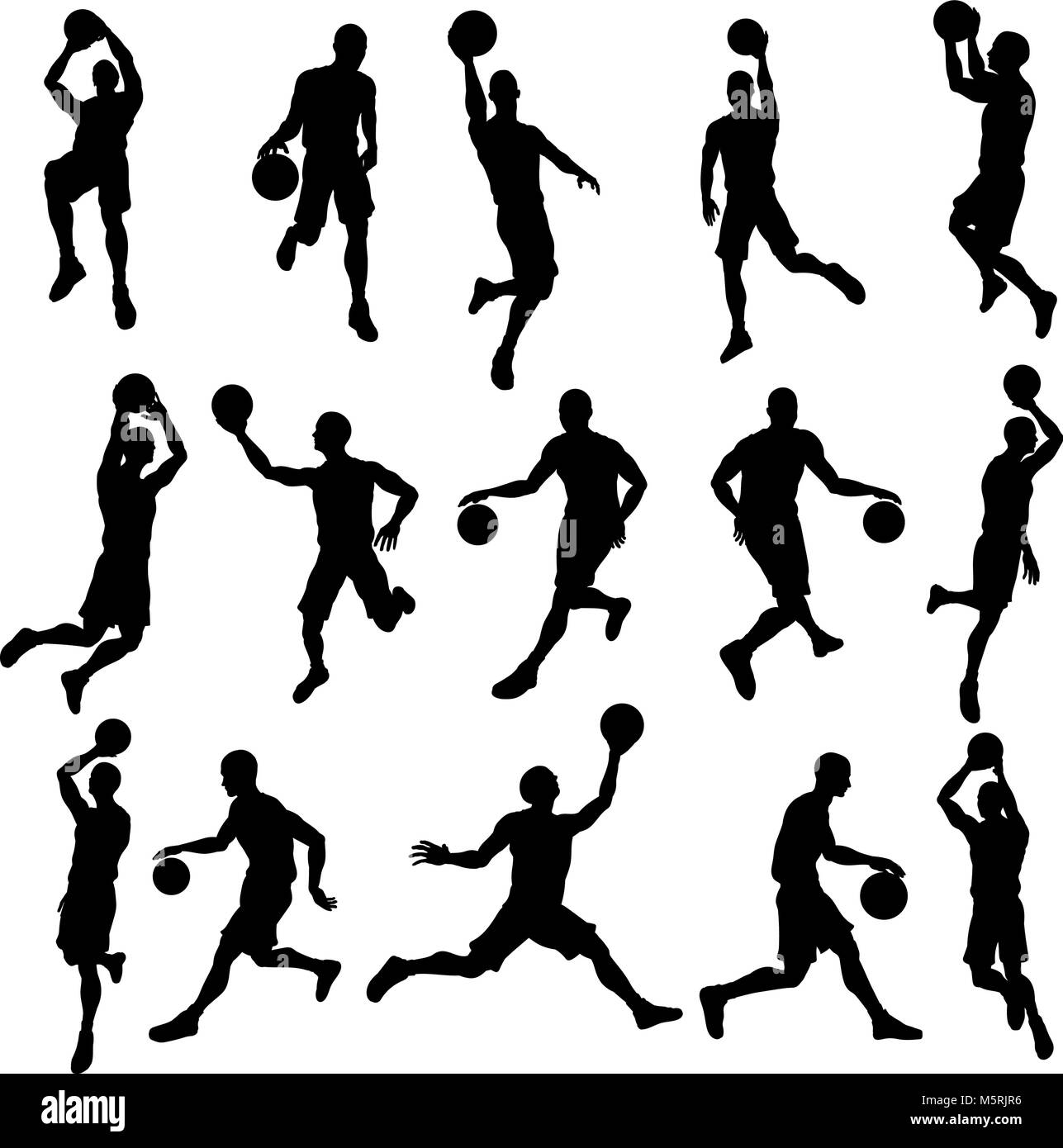 Basketball Player Silhouettes Stock Vector