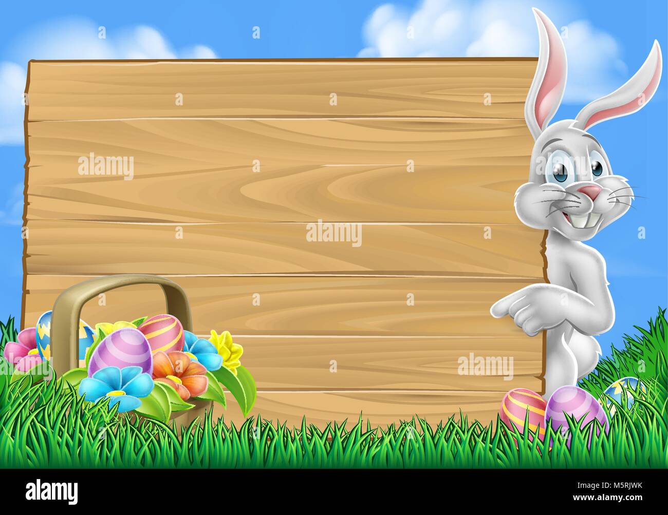 Easter Egg Hunt Bunny Rabbit Background Stock Vector