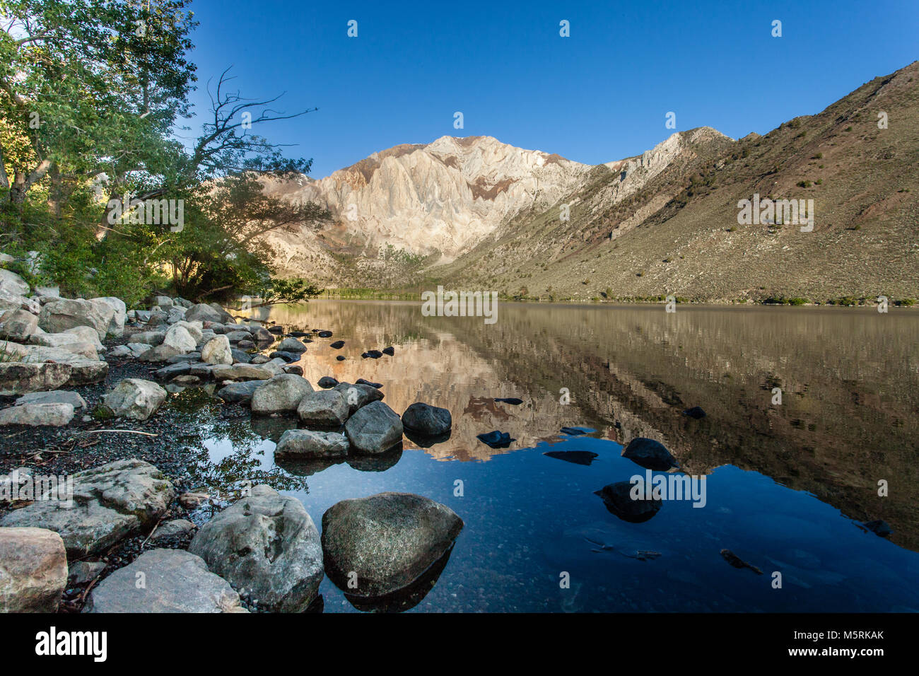 Convict Lake, located in the Sierra Nevada Mountains in Mono County California, Stock Photo