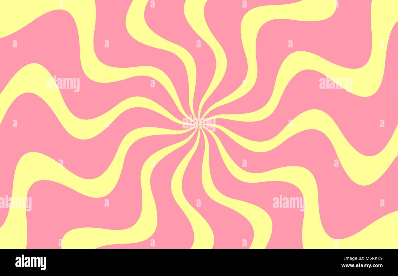 Vector background with Wavy Lines. Creative Background consisting of Stripe Shapes with Liquid effect of Color outgoing from the center. Yellow and li Stock Vector