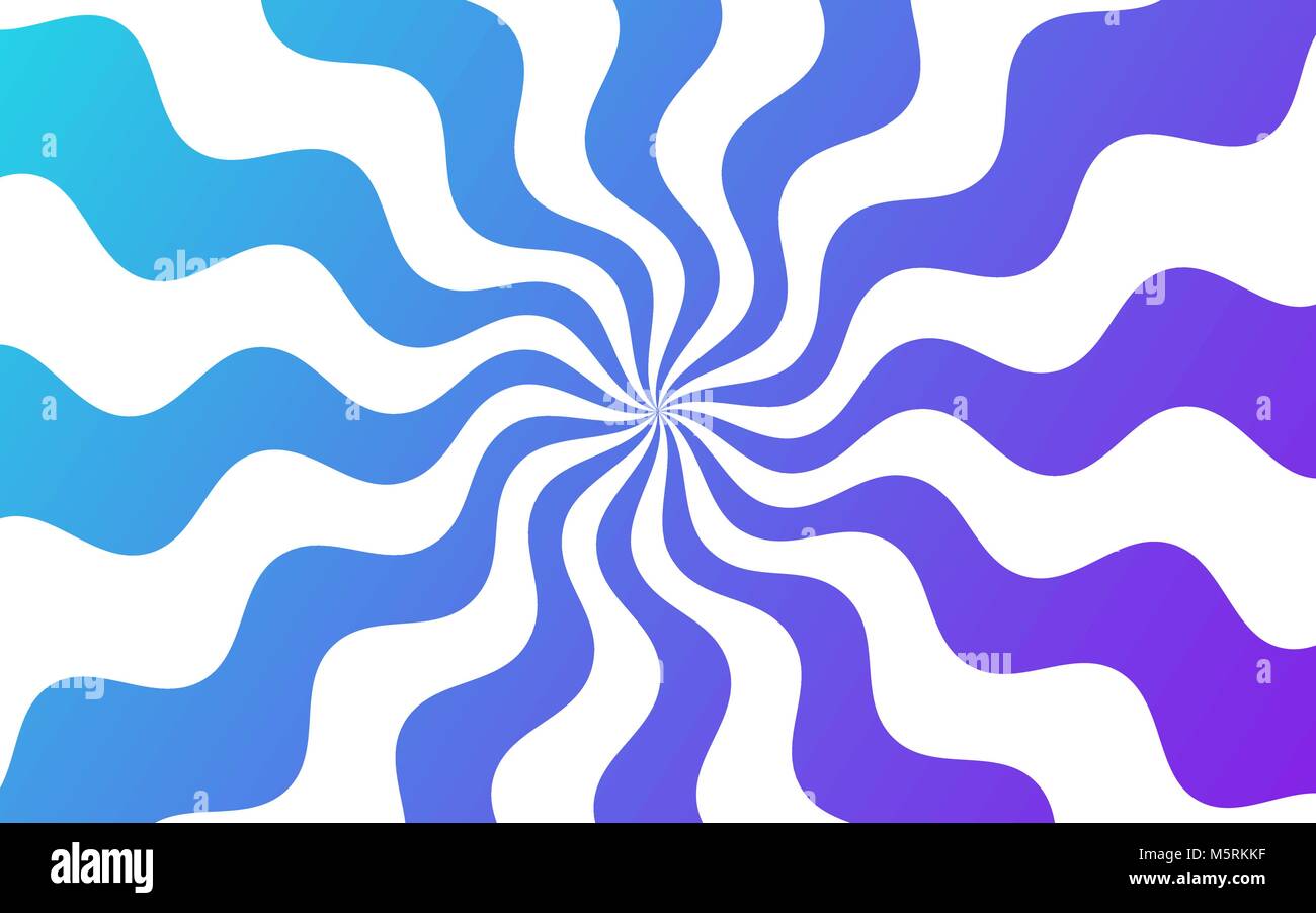 Vector background with Wavy Lines. Creative Background consisting of Stripe Shapes with Liquid effect of Color outgoing from the center. Blue-purple g Stock Vector