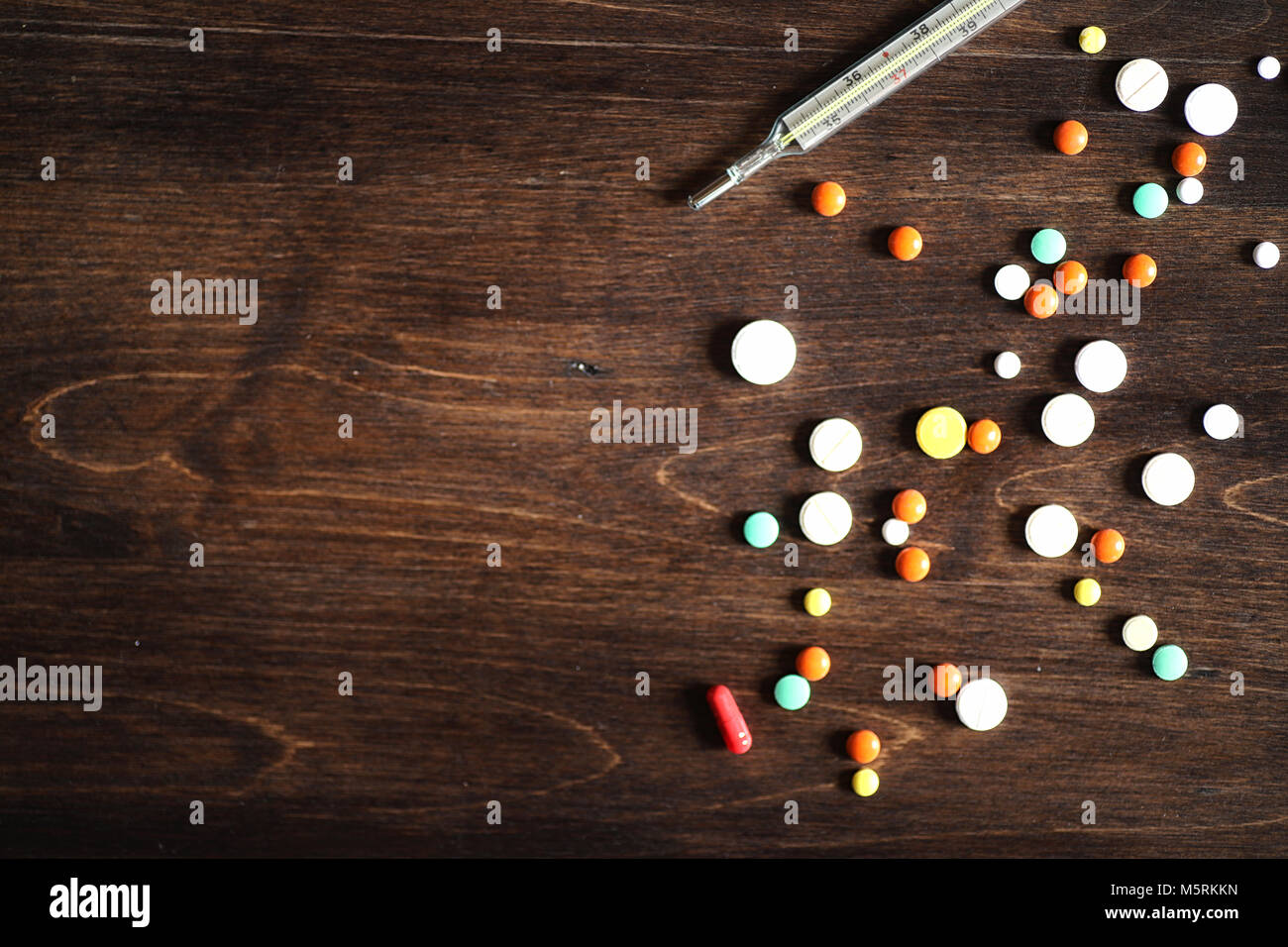 Tablets and home remedies against colds Stock Photo