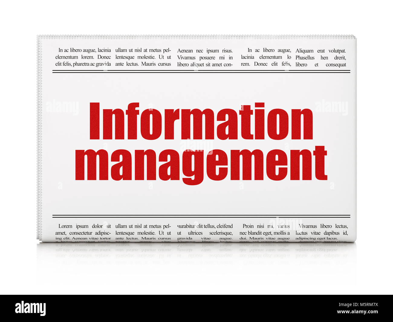 Data concept newspaper headline Information Management Stock Photo Alamy