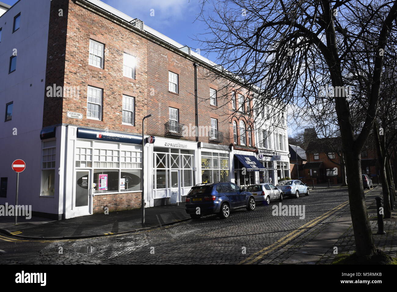A row of boutique style shops on Cleveland Square, Liverpool, L1 5BE
