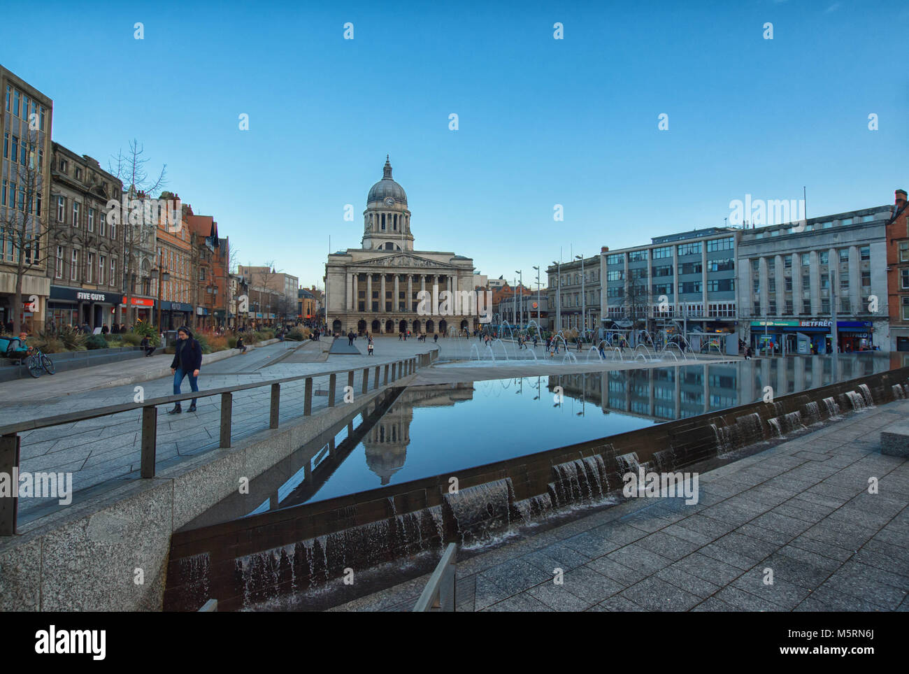 The main Market Square, Nottingham Council House building behind. Stock Photo