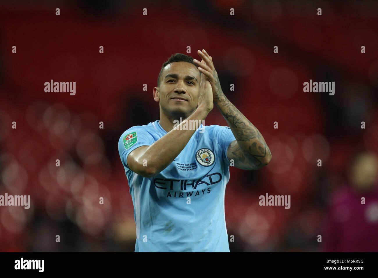 Wembley Stadium, London, UK. 25th Feb, 2018. Danilo (MC) at The Carabao Cup Final - Arsenal v Manchester City, at Wembley Stadium, London, on February 25, 2018. **THIS PICTURE IS FOR EDITORIAL USE ONLY** Credit: Paul Marriott/Alamy Live News Stock Photo