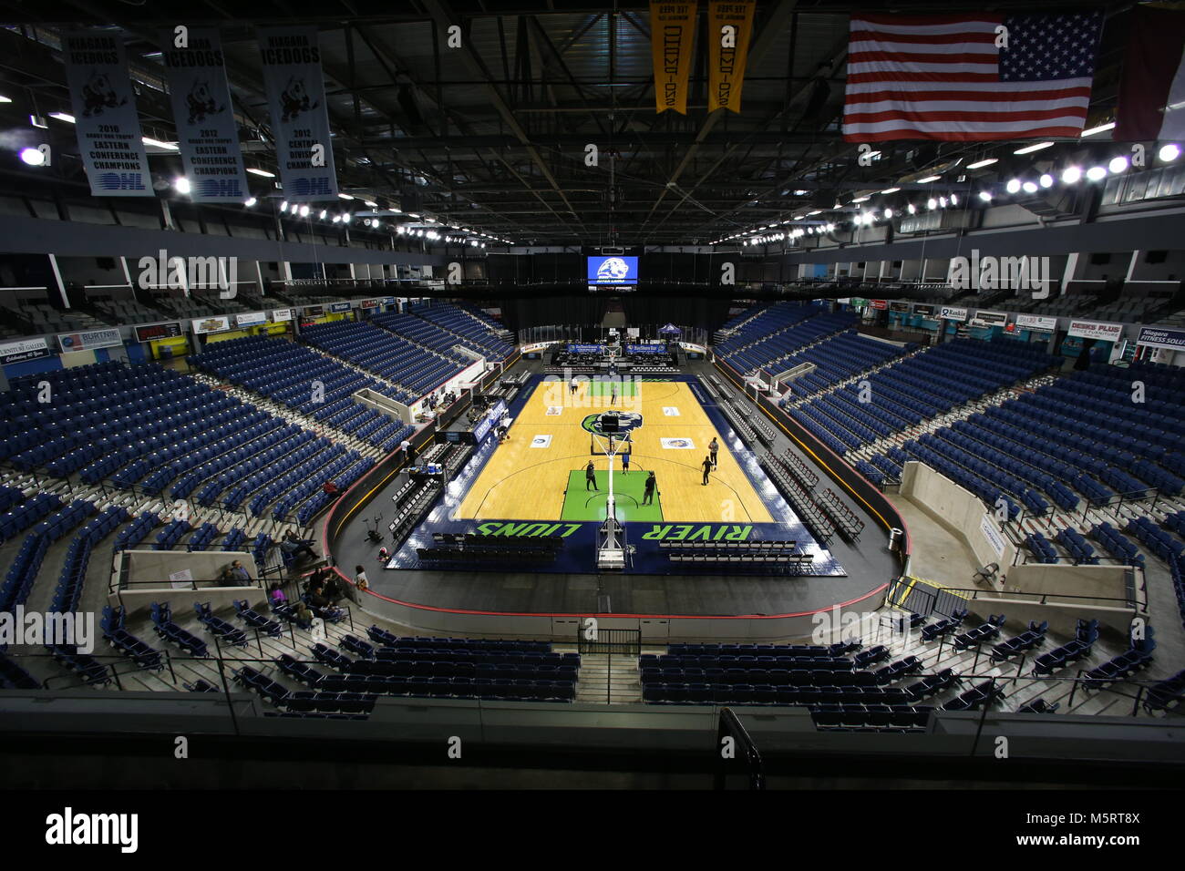 St. Catharines, Ontario, Canada. 25th Feb, 2018. London lightning vs  Niagara River Lions faced off at the Meridian Centre in St. Catharines  Ontario. The game was close, it was a back and