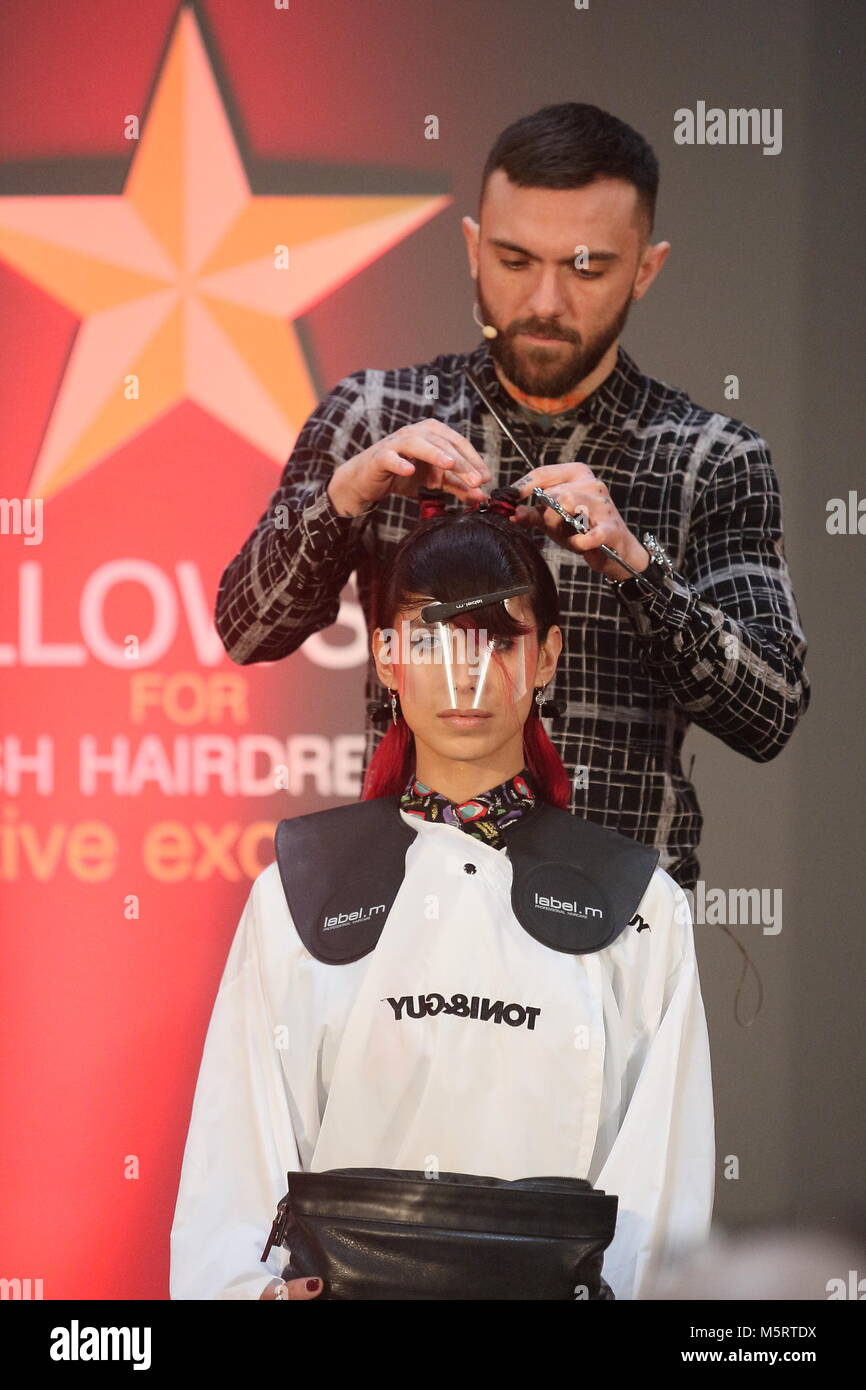 London, UK. 25th Feb, 2018. Professional Beauty London, Toni & Guy Exhibition at the Excel Centre in London UK Stock Photo