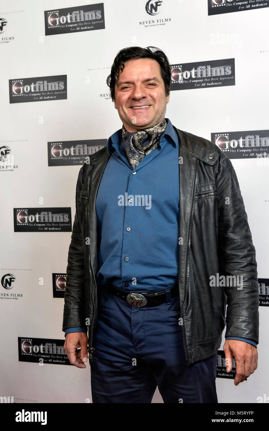 Las Vegas, USA. 25th Feb, 2018 - Tom Hillery at the red carpet premier of the film Unwritten. The film was written, directed and produced by Dale Neven and premiered Sunday night at AMC Town Square 18 Theatre in Las Vegas. Dale Neven’s “Unwritten”, a sci-fi thriller starring Lorenzo Lamas, Gabriel Burrafato, Brittany Hoza and Mark Justice. Photo credit: Ken Howard Images/Alamy Stock Photo