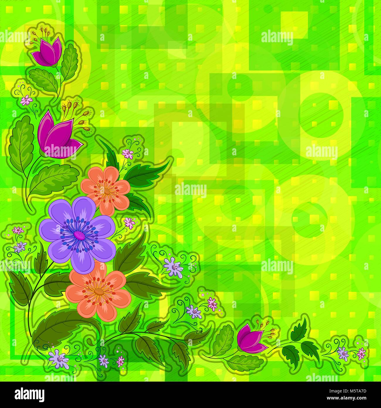 Flowers on Abstract Background Stock Vector Image & Art - Alamy