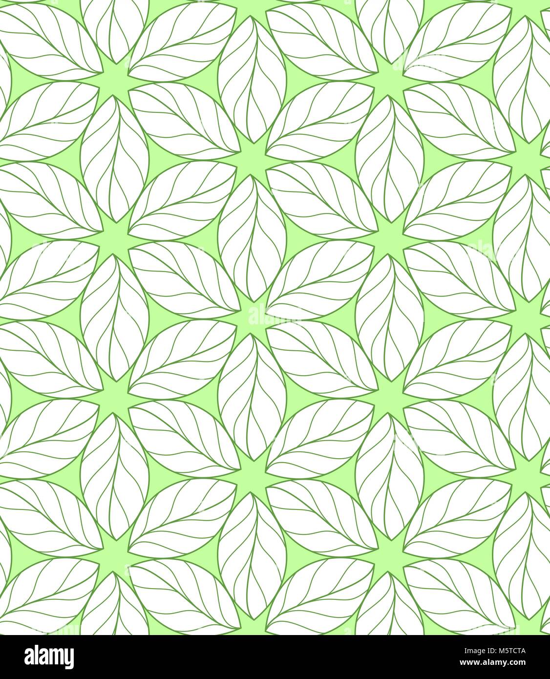 Seamless repeating linear leaves pattern on green background Stock ...