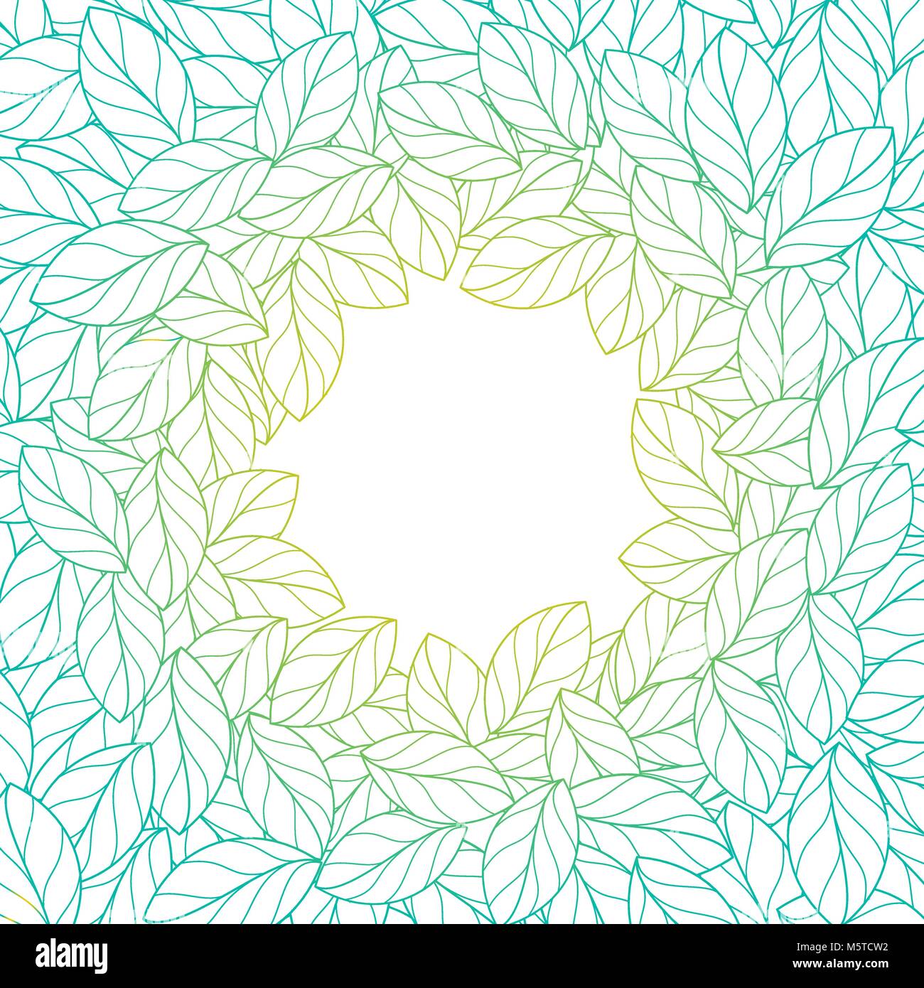Vector Rpund Leave Frame Round frame made of linear leaves Stock Vector Image & Art - Alamy