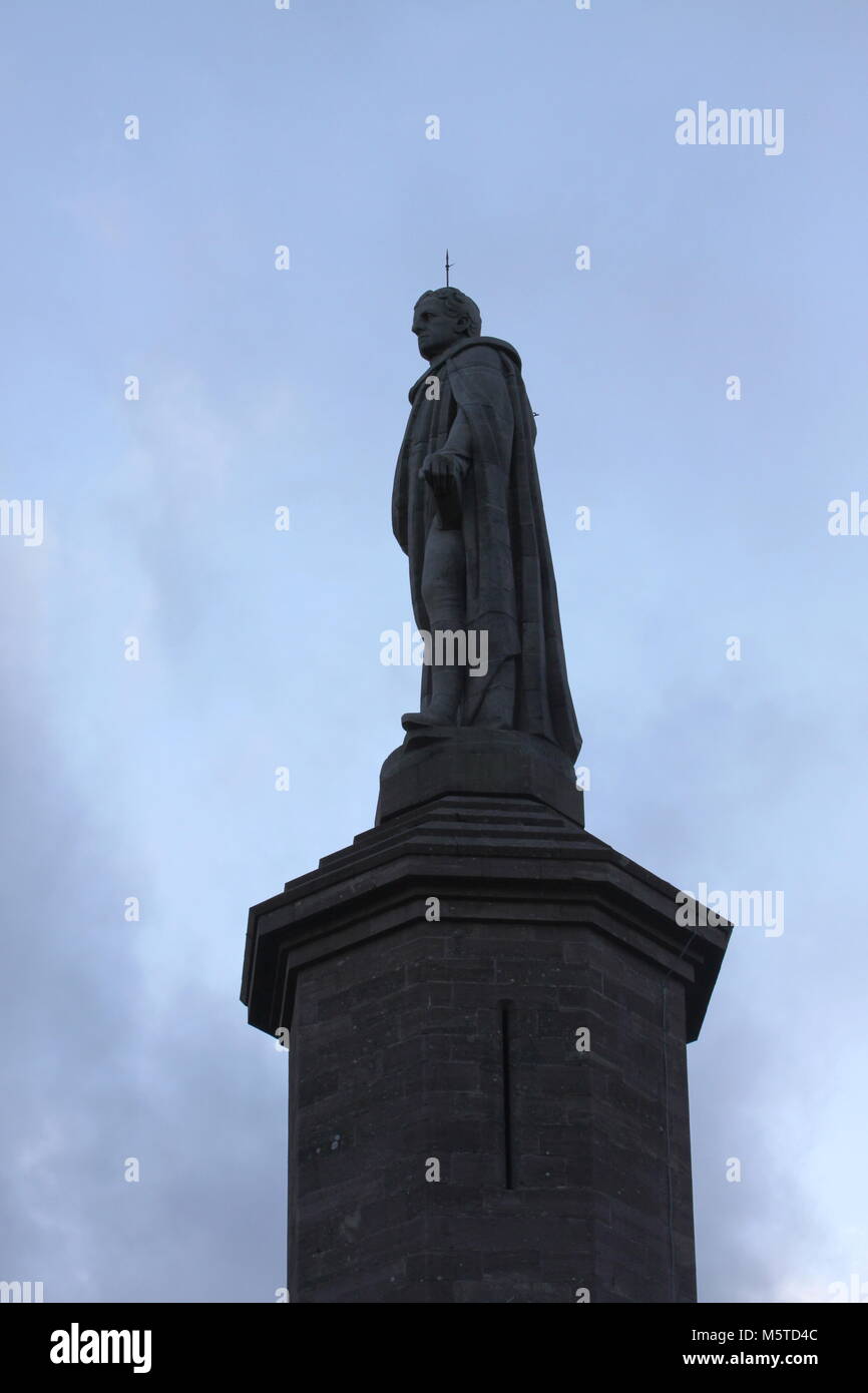 Duke of Sutherland's statue on summit of Ben Bhraggie near Golspie Scotland March 2012 Stock Photo